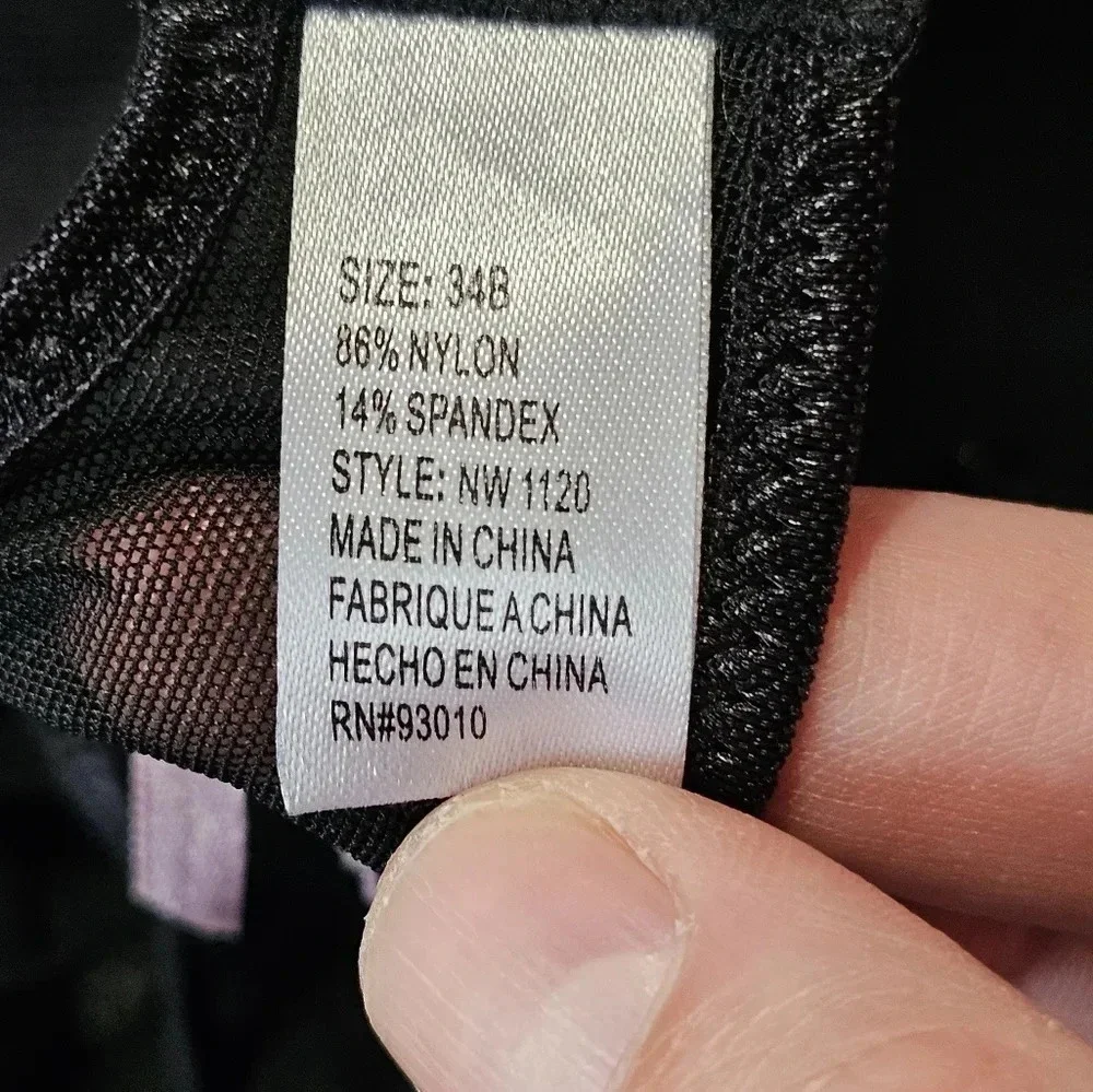 Coquette 34B Black Pink Mesh Babydoll Bustier Sheer Lingerie Goth Romantic - Picture 5 of 6